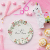 Roze Wildflower Roos Spring Garland Wedding Papieren Bordje (Feest)