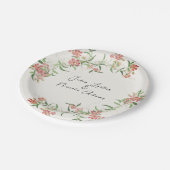 Roze Wildflower Roos Spring Garland Wedding Papieren Bordje (Gekanteld)