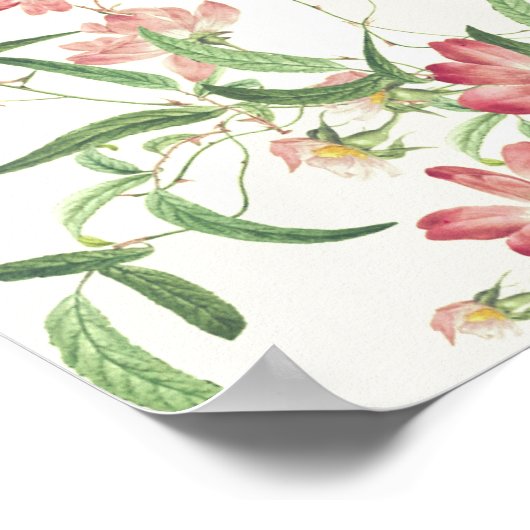 Roze Wildflower Roos Spring Garland Wedding Poster (Hoek)