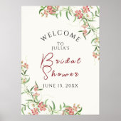 Roze Wildflower Roos Spring Garland Wedding Poster (Voorkant)