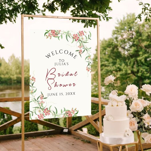 Roze Wildflower Roos Spring Garland Wedding Poster