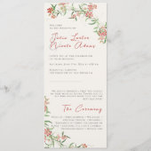 Roze Wildflower Roos Spring Garland Wedding Programmakaart (Voorkant)