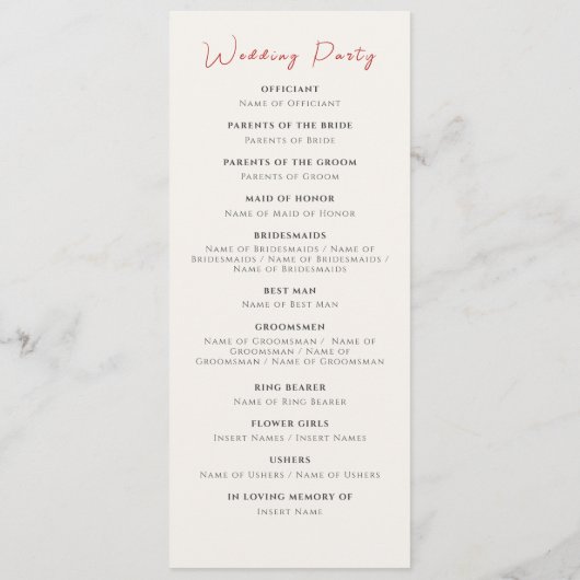 Roze Wildflower Roos Spring Garland Wedding Programmakaart (Achterkant)