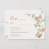 Roze Wildflower Roos Spring Garland Wedding RSVP Kaartje (Voorkant)
