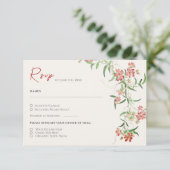 Roze Wildflower Roos Spring Garland Wedding RSVP Kaartje (Staand voorkant)