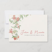 Roze Wildflower Roos Spring Garland Wedding RSVP Kaartje (Achterkant)