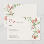 Roze Wildflower Roos Spring Garland Wedding RSVP Kaartje (Voorkant / Achterkant)
