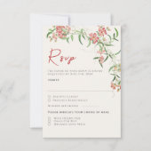 Roze Wildflower Roos Spring Garland Wedding RSVP Kaartje (Voorkant)