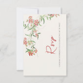 Roze Wildflower Roos Spring Garland Wedding RSVP Kaartje (Achterkant)