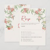 Roze Wildflower Roos Spring Garland Wedding RSVP Kaartje (Voorkant / Achterkant)