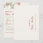 Roze Wildflower Roos Spring Garland Wedding Save The Date (Voorkant / Achterkant)