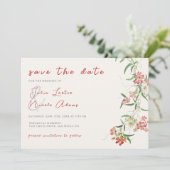 Roze Wildflower Roos Spring Garland Wedding Save The Date (Staand voorkant)