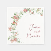 Roze Wildflower Roos Spring Garland Wedding Servet (Voorkant)