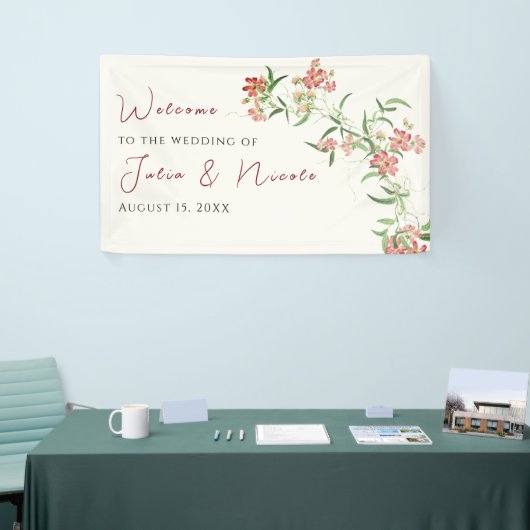 Roze Wildflower Roos Spring Garland Wedding Spandoek (Beurs)