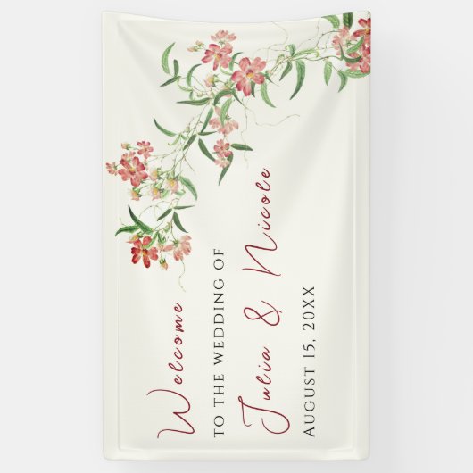 Roze Wildflower Roos Spring Garland Wedding Spandoek (Verticaal)
