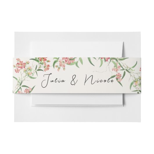 Roze Wildflower Roos Spring Garland Wedding Uitnodigingen Wikkel (Voorkant Voorbeeld)