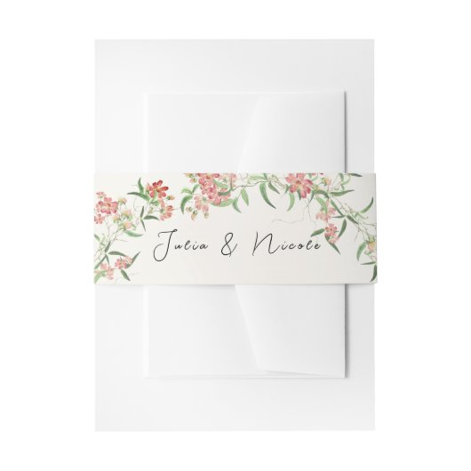 Roze Wildflower Roos Spring Garland Wedding Uitnodigingen Wikkel (Voorkant Voorbeeld)