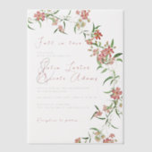Roze Wildflower Roos Spring Garland Wedding Vellum Uitnodigingen (Voorkant)
