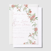 Roze Wildflower Roos Spring Garland Wedding Vellum Uitnodigingen (Offset)