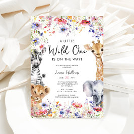 Roze Wildflower Safari Dieren Meisje Baby shower Kaart