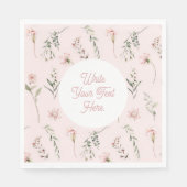 Roze Wildflower Sage Groen Groen Waterverf Servet (Voorkant)