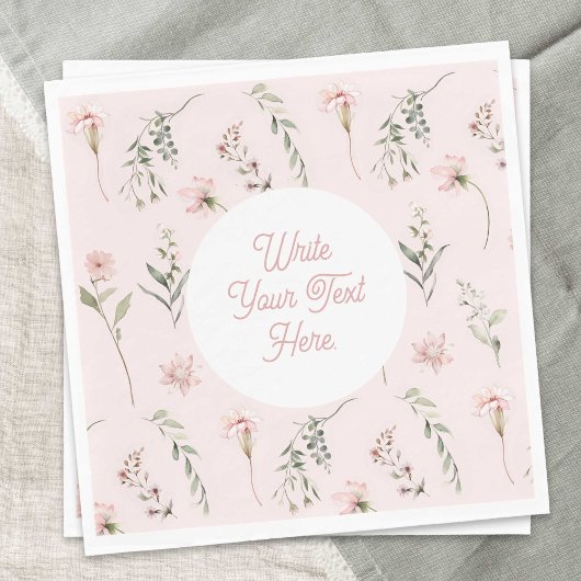 Roze Wildflower Sage Groen Groen Waterverf Servet