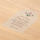 Roze Wildflower Spring Monogram Huwelijk Acryl Uitnodigingen (Laagn)