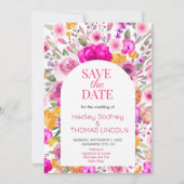Roze Wildflower Spring Sla de datum op Kaart (Voorkant)