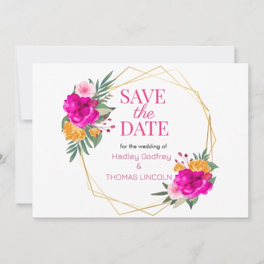 Roze Wildflower Spring Sla de datum op Kaart (Voorkant)