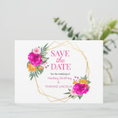 Roze Wildflower Spring Sla de datum op Kaart (Staand voorkant)