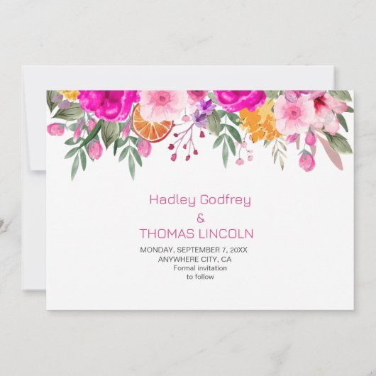 Roze Wildflower Spring Sla de datum op Kaart (Achterkant)