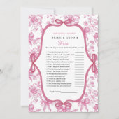 Roze Wildflower Tea bride & Groom Trivia Game Kaar Aankondiging (Voorkant)