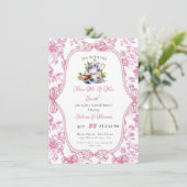 Roze Wildflower Tea Party Afscheidsbrunch Kaart (Staand voorkant)