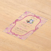 Roze Wildflower Tea Party Bruids Douche Uitnodigin Acryl Uitnodigingen (Laagn)