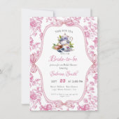 Roze Wildflower Tea Party Bruids Douche Uitnodigin Kaart (Voorkant)