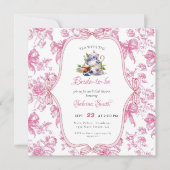 Roze Wildflower Tea Party Bruids Douche Uitnodigin Kaart (Voorkant)