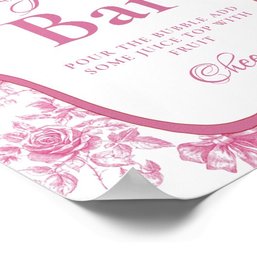 Roze Wildflower Tea Party Mimosa Bar Sign Poster (Hoek)