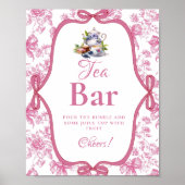 Roze Wildflower Tea Party Mimosa Bar Sign Poster (Voorkant)