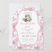 Roze Wildflower Tea Party paar douche Kaart (Voorkant)