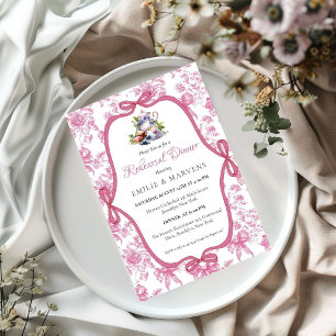 Roze Wildflower Tea Party repetitie diner Kaart