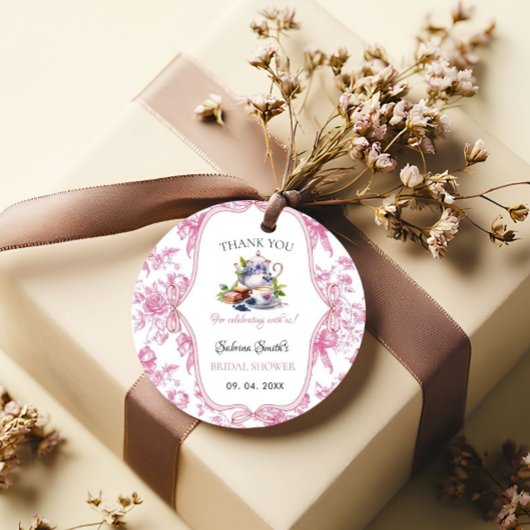 Roze Wildflower Tea Party Vrijgezellenfeest Bedank Bedankjes Labels