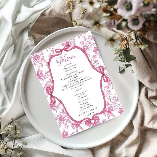 Roze Wildflower Tea Party Vrijgezellenfeest party Menu