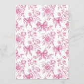 Roze Wildflower Tea Party Vrijgezellenfeest party Menu (Achterkant)