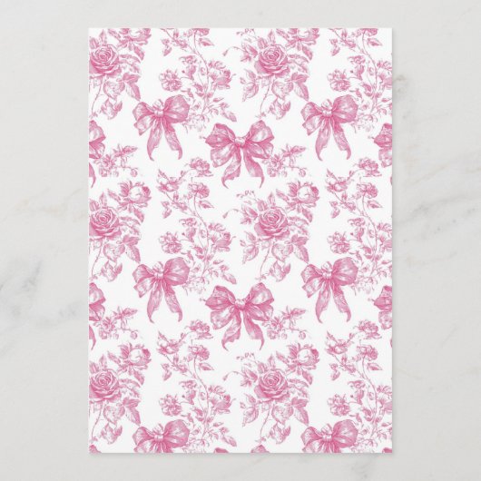 Roze Wildflower Tea Party Vrijgezellenfeest party Menu (Achterkant)