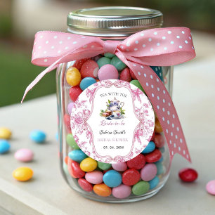 Roze Wildflower Tea Party Vrijgezellenfeest Party Ronde Sticker