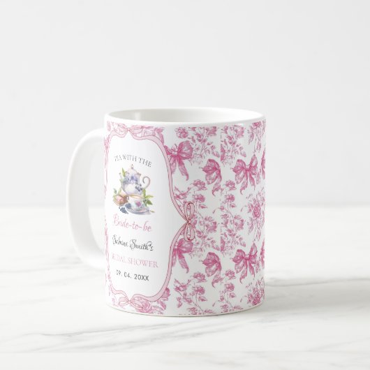 Roze Wildflower Thee Feest Bruids Shower Feestje Koffiemok (Voorkant links)