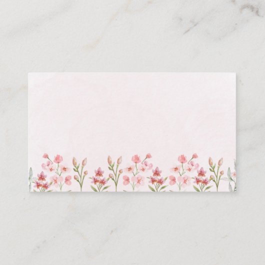 Roze Wildflower Tuin Luier Raffle Enclosure Informatiekaartje (Achterkant)