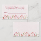 Roze Wildflower Tuin Luier Raffle Enclosure Informatiekaartje (Voorkant / Achterkant)