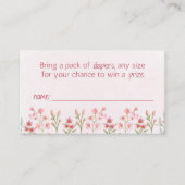 Roze Wildflower Tuin Luier Raffle Enclosure Informatiekaartje (Voorkant)