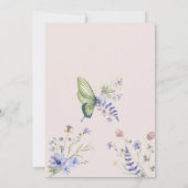 Roze Wildflower Vlinder Baby shower Invitation Kaart (Achterkant)